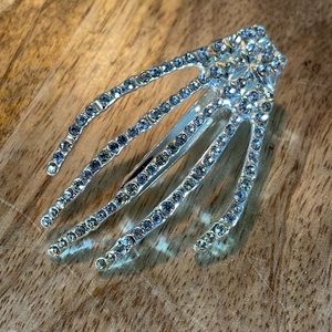 BOUTIQUE Spooky Skeleton Clip Rhinestones on Silver Hair Clothing Clip $29 NEW